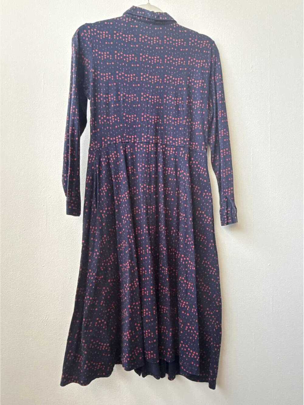 Boden Shirt Dress Navy Coral Dot Modal Cotton Collared Long Sleeve Size 6